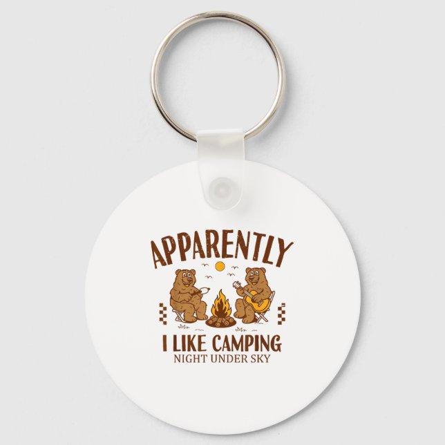 Funny Bear Apparently, I Like Camng  Key Ring (Front)