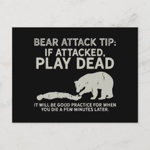 Funny Bear Attack Tip Play Dead Humour Postcard