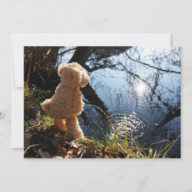 Funny bear being naughty on the potty. holiday card (Front)