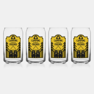 Funny Bear Camp Adventure Canada Can Glass