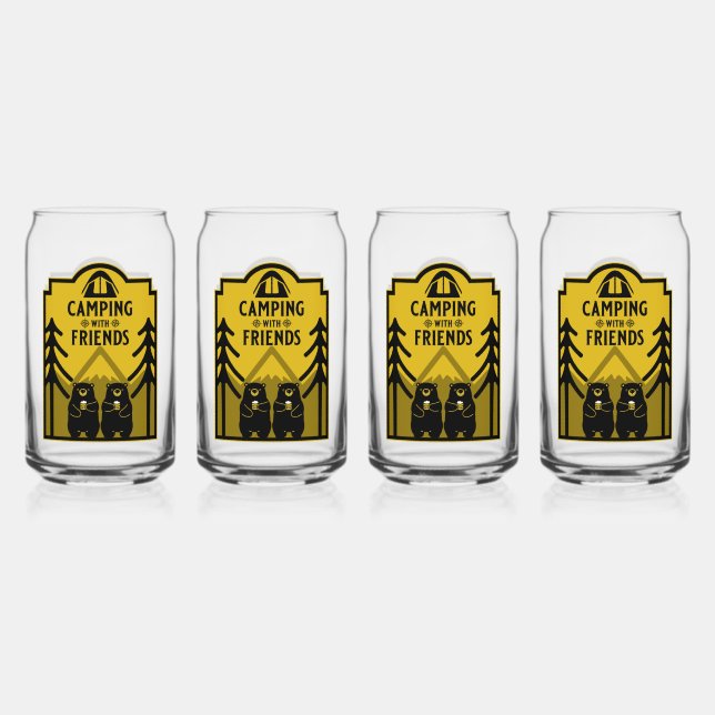 Funny Bear Camp Adventure Canada Can Glass (Front)