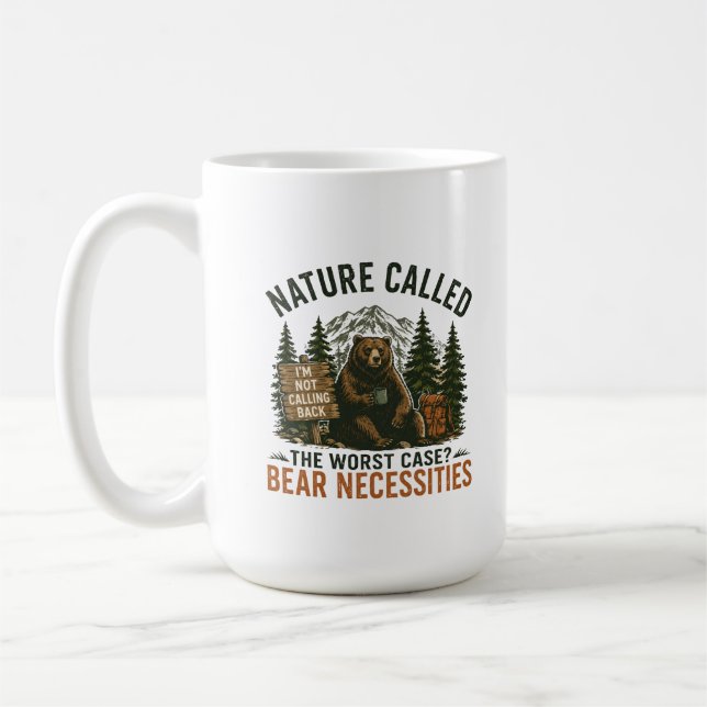 Funny Bear Camping Sign Nature Called Coffee Mug (Left)