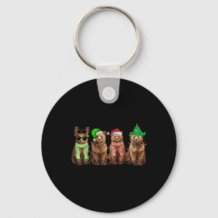 Funny Bear Christmas Light Bear Lover Xmas Bear Ho Key Ring
