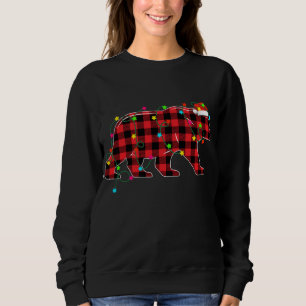 Funny Bear Christmas Tree Red Plaid Xmas Animals L Sweatshirt