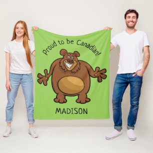 Funny Bear custom text & colour fleece blankets