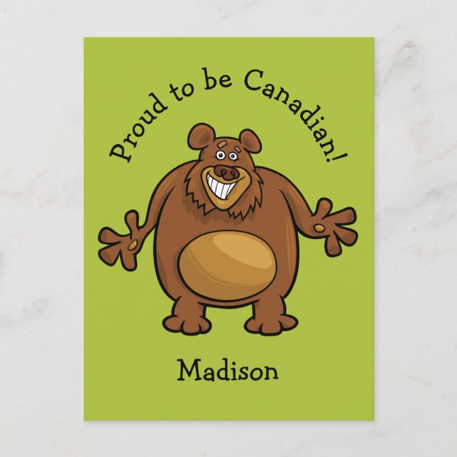 Funny Bear custom text & colour postcard (Front)