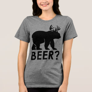 Funny Bear Deer "BEER?" Graphic T-Shirt – Humourou Tri-Blend Shirt