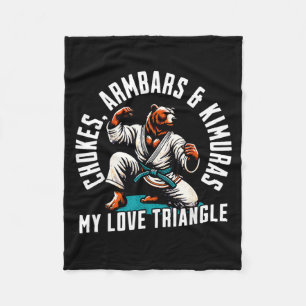 Funny Bear doing Martial Arts Brazilian Jiu Jitsu Fleece Blanket