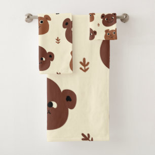 Funny bear face bath towel set
