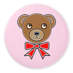 Funny bear face ceramic knob