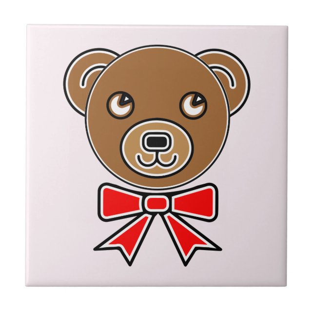 Funny bear face ceramic tile (Front)