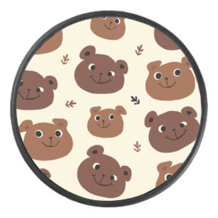Funny bear face hockey puck