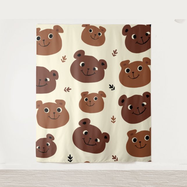 Funny bear face tapestry (Front)