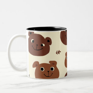Funny bear face Two-Tone coffee mug