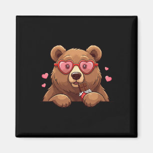 Funny Bear Heart Chocolate Valentine Bear Womens M Magnet
