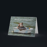 Funny Bear In Boat Birthday Card<br><div class="desc">Smiling bear in dinghy for humourous birthday for anyone.</div>