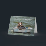 Funny Bear In Boat Birthday Card<br><div class="desc">Smiling bear in dinghy for humourous birthday for anyone.</div>