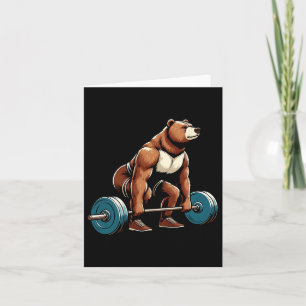 Funny Bear Lifting Weights Bodybuilding Workout Gy Card