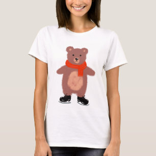 Funny bear on winter skates T-Shirt