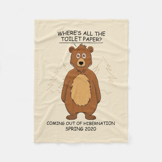 Funny Bear out of Hibernation Cartoon Fleece Blanket (Front)