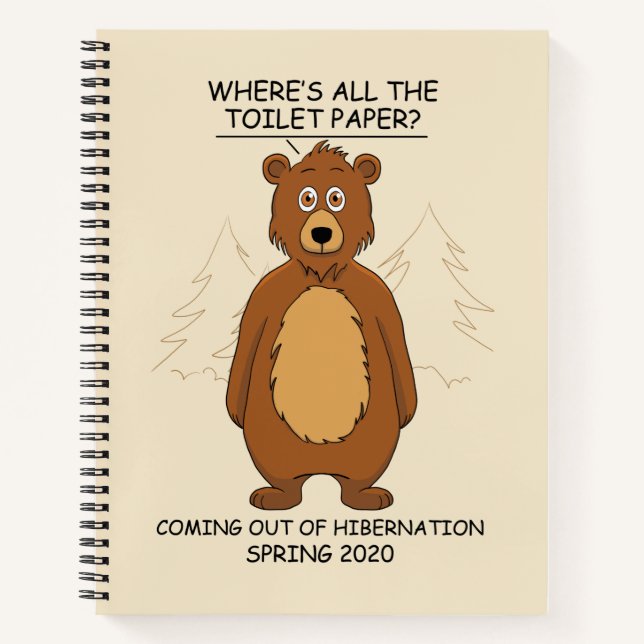 Funny Bear out of Hibernation Cartoon Notebook (Front)