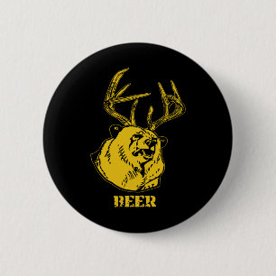 Funny Bear Plus Deer Equals Beer Deer Hunting Usa 6 Cm Round Badge