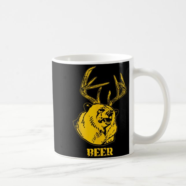 Funny Bear Plus Deer Equals Beer Deer Hunting Usa  Coffee Mug (Right)