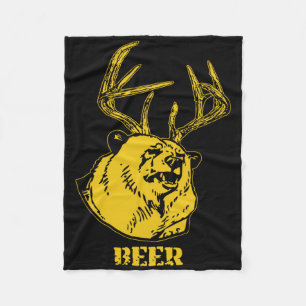Funny Bear Plus Deer Equals Beer Deer Hunting Usa Fleece Blanket
