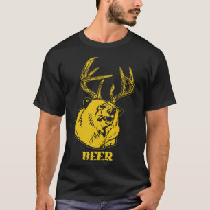 Funny Bear Plus Deer Equals Beer Deer Hunting Usa T-Shirt