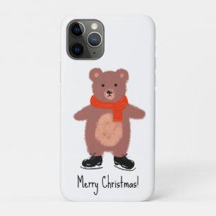 Funny bear skating iPhone 11 pro case