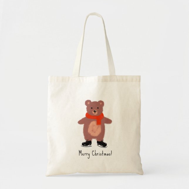 Funny bear skating tote bag (Front)
