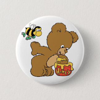 Funny Bear Sneaking Honey 6 Cm Round Badge