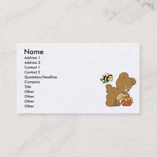 Funny Bear Sneaking Honey Business Card (Front)