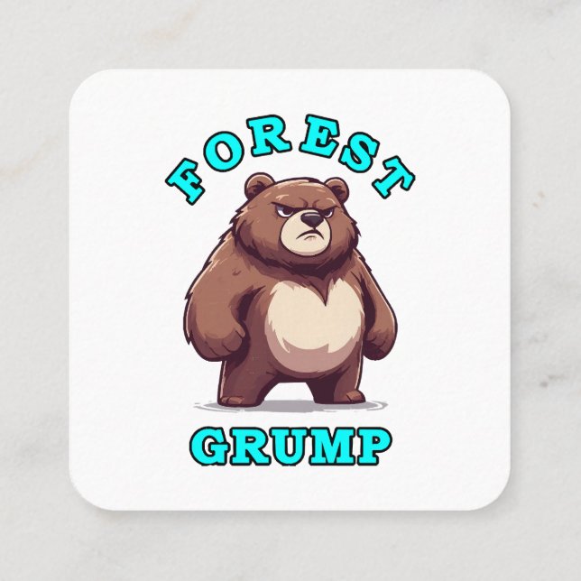 Funny Bear Square Business Card (Back)