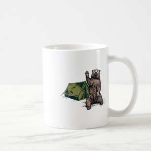 Funny Bear Waving Hiking Camping Bear Hiking Coffee Mug