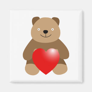 Funny bear with a heart magnet