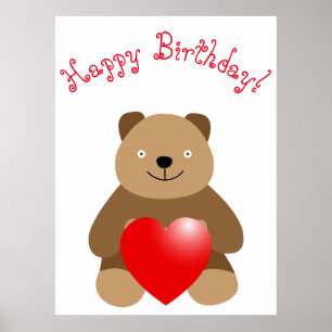 Funny bear with a heart poster