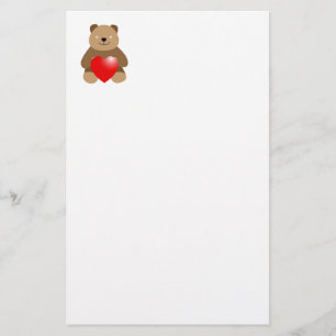 Funny bear with a heart stationery