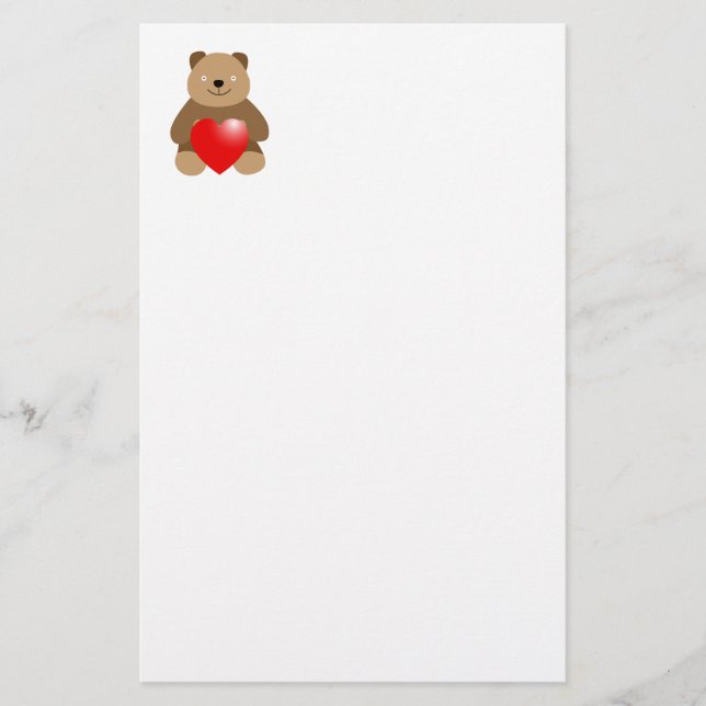 Funny bear with a heart stationery (Front)