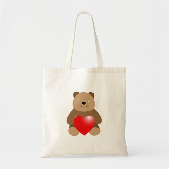 Funny bear with a heart tote bag (Front)