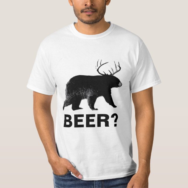 Funny bear with antlers beer shirt (Front)