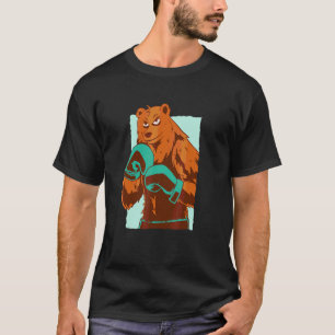 Funny Bear With Boxing Gloves Fierce Design T-Shirt