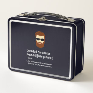 Funny Beard Carpenter Gift Men Metal Lunch Box