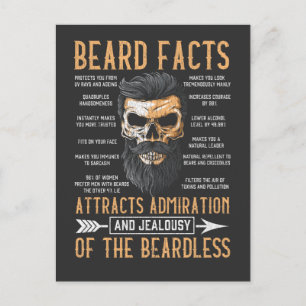 Funny Beard Facts Bearded Man Moustache Humour Postcard