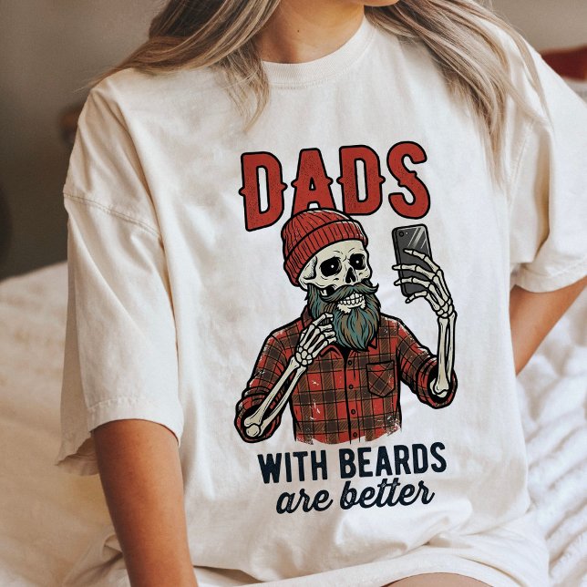 Funny Bearded Dad Skeleton Selfie Plaid Shirt (Creator Uploaded)