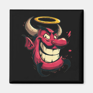 Funny Bearded Devil with Angel Halo Costume Magnet