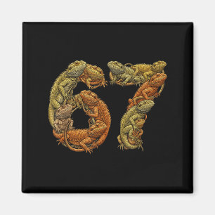 Funny Bearded Dragon 6 7 Meme Six Seven Beardzilla Magnet
