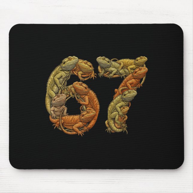 Funny Bearded Dragon 6 7 Meme Six Seven Beardzilla Mouse Pad (Front)