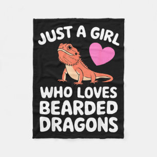 Funny Bearded Dragon Art For Women Girl Bearded Dr Fleece Blanket