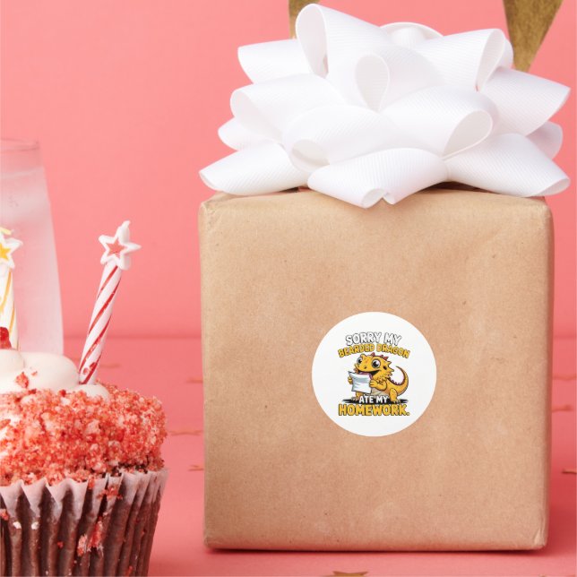 Funny Bearded Dragon Cute Reptile Lover Gift Classic Round Sticker (Party)